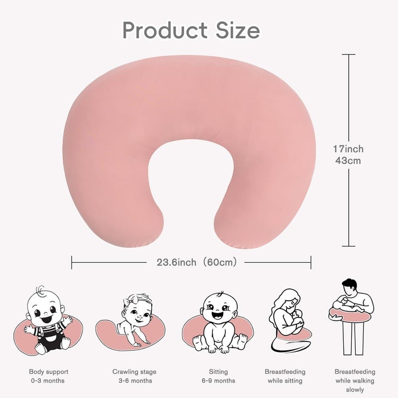 FUNUPUP Rayon Made from Bamboo Nursing Pillow Cover Compatible with Boppy Nursing Pillow, Stretchy Baby Nursing Covers for Breastfeeding Pillows for Boys Girls, Pink - Image 2